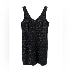 David Wayne black mini dress with sparkle floral detailing
